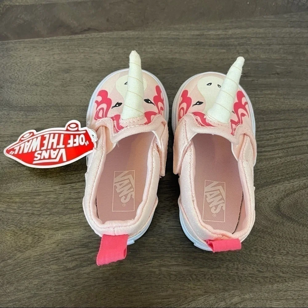 Vans Asher V Slip-On Pink Unicorn Toddler Sneaker Size 4.5 Toddler